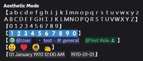 Screenshot showing message output with Aesthetic Mode mode applied