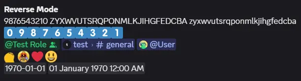 Screenshot showing message output with Reverse Mode mode applied